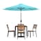 Flash Furniture Faux Teak 35" Table-Teal Umbrella-Base-4 Chairs XU-DG-810060364-UB19BTL-GG - alternate 2